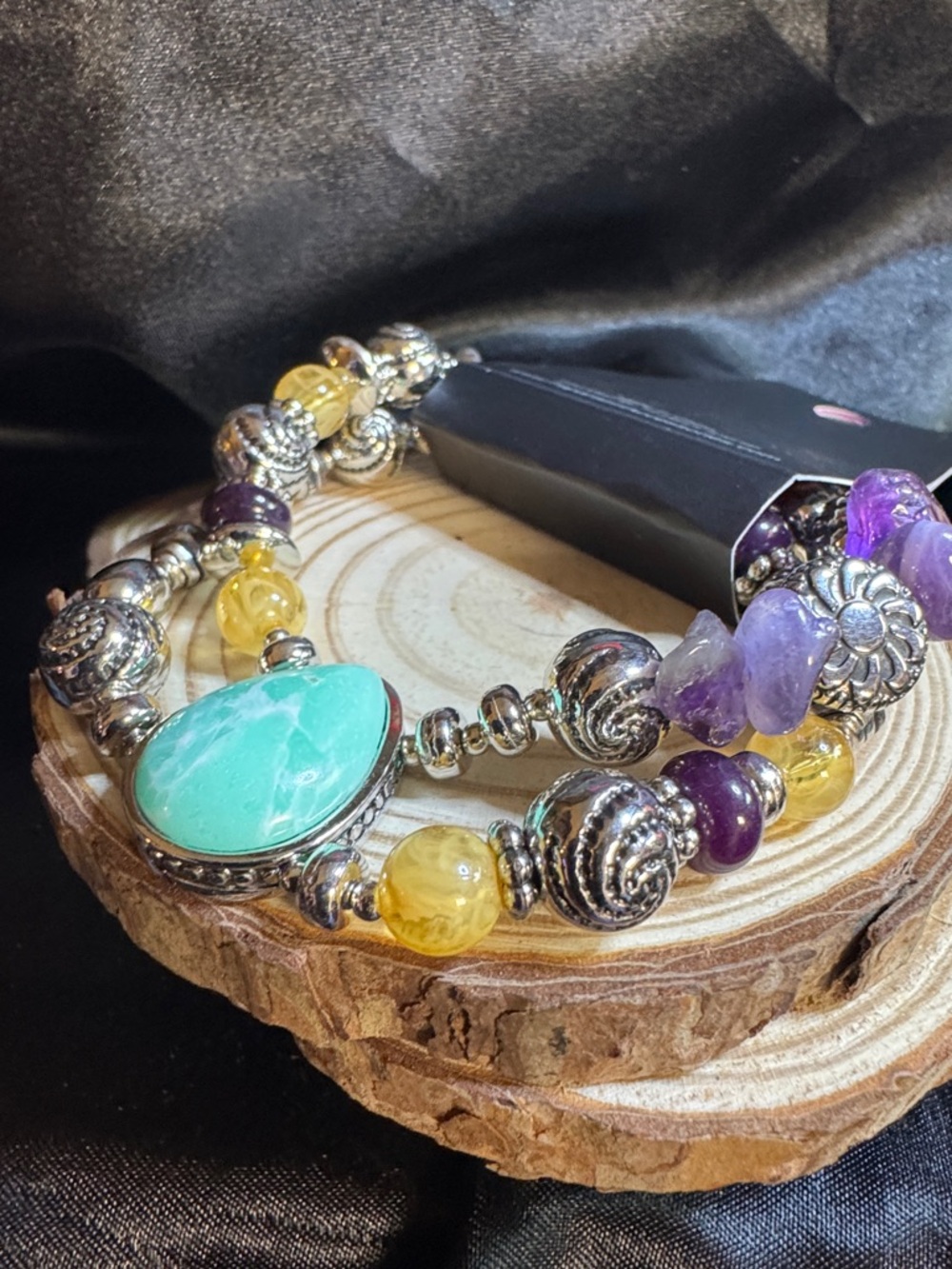 paparazzi Turquoise, Purple & Yellow Beaded Bracelet